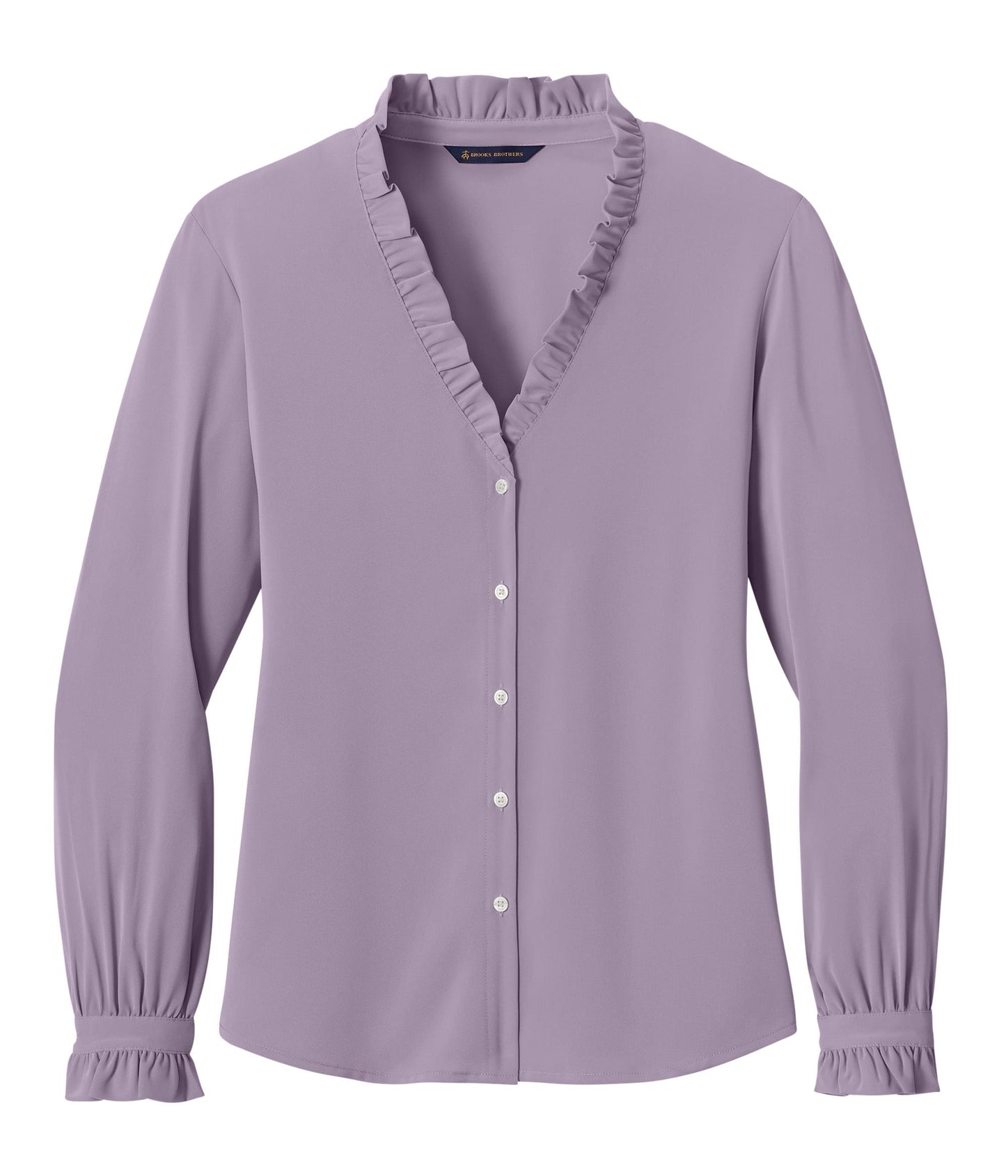 Brooks Brothers Woven Shirts XS / Purple Ash Brooks Brothers - Women's Long Sleeve Ruffle Collar Blouse