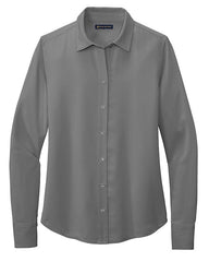 Brooks Brothers Woven Shirts XS / Shadow Grey Brooks Brothers - Women's Full-Button Satin Blouse