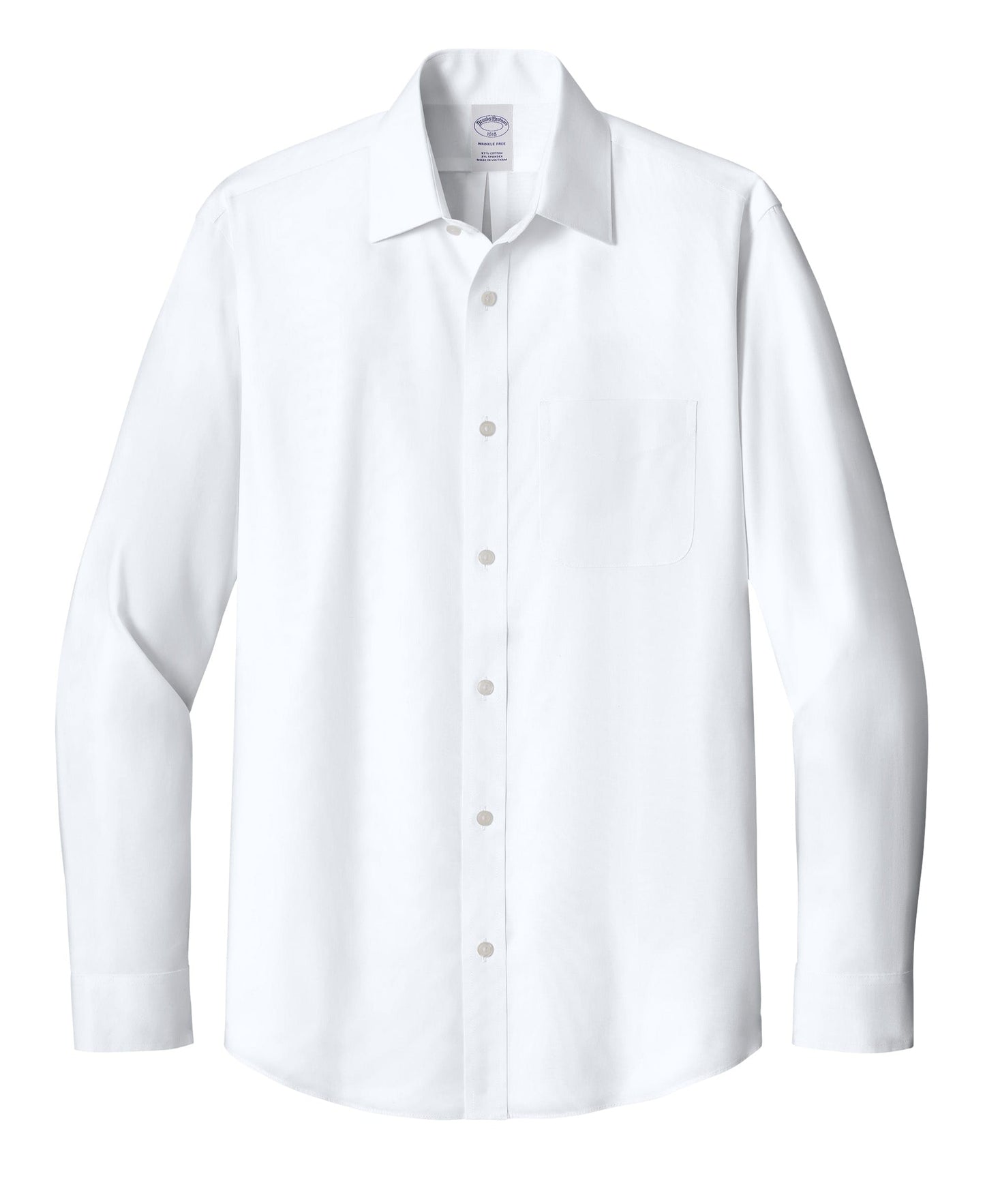 Brooks Brothers Woven Shirts XS / White Brooks Brothers - Men's Wrinkle-Free Stretch Pinpoint Spread Collar Shirt