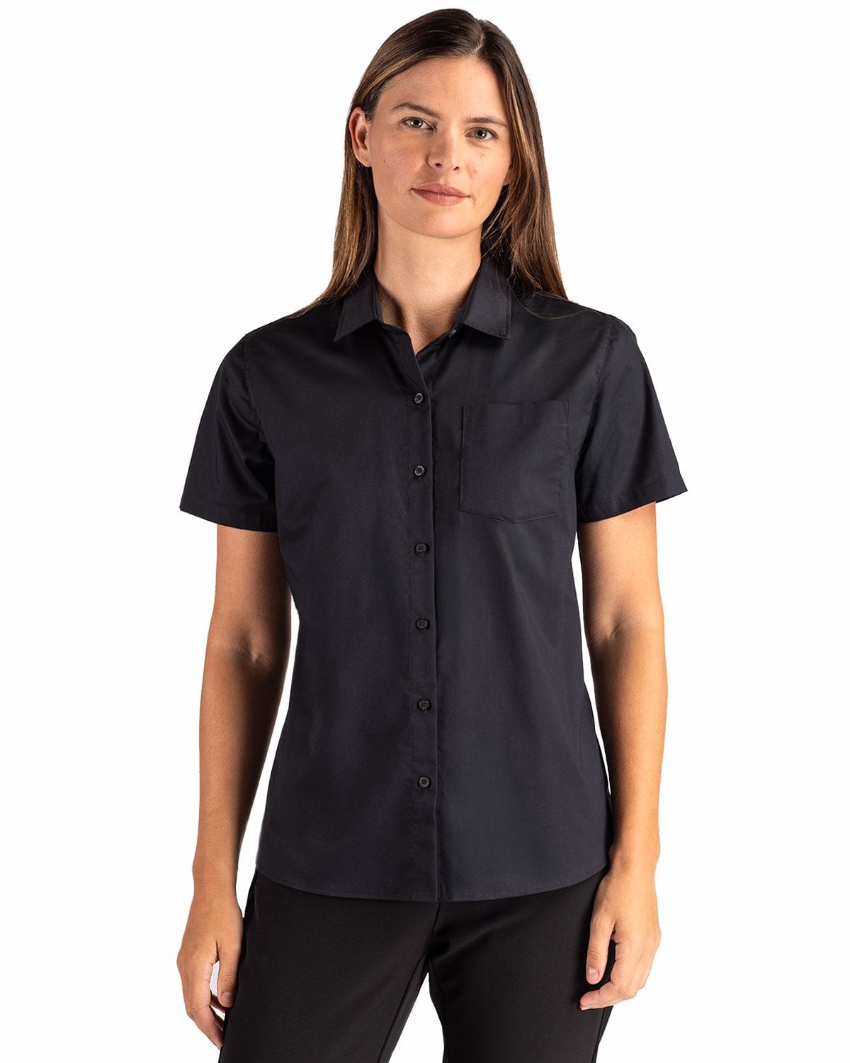 Clique by Cutter & Buck Woven Shirts Clique by Cutter & Buck - Women's Hustle Recycled Short Sleeve Button Down