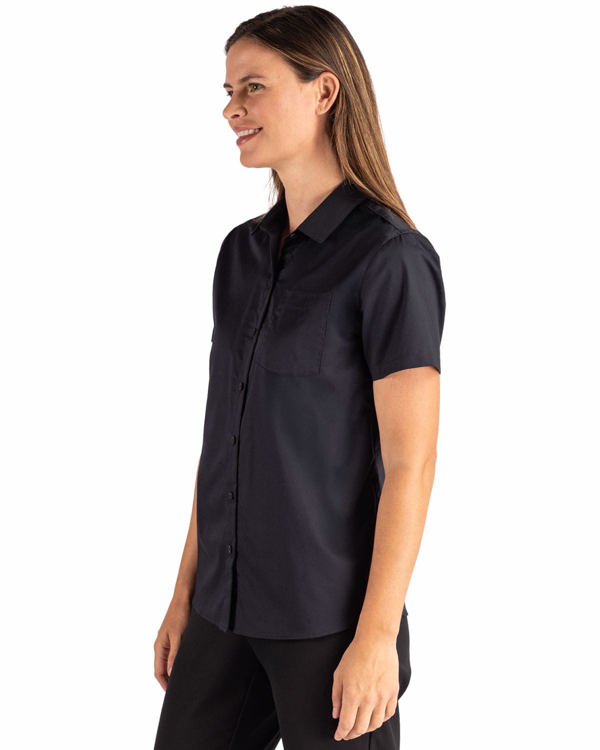 Clique by Cutter & Buck Woven Shirts Clique by Cutter & Buck - Women's Hustle Recycled Short Sleeve Button Down