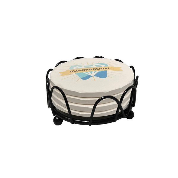 CoasterStone Accessories One Size / Black CoasterStone - Loop Holder Gift Set w/4 Tumbled Round Coasters