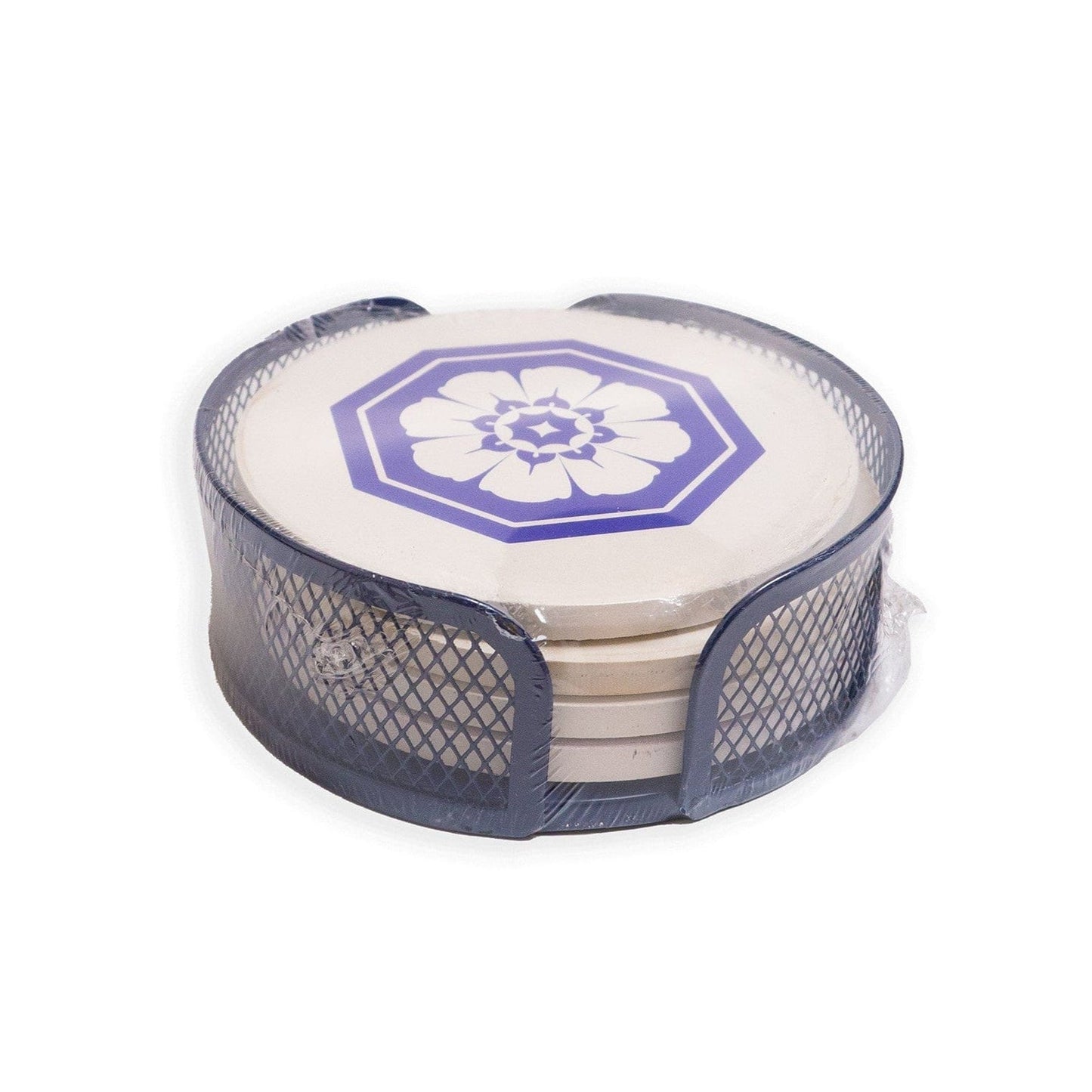 CoasterStone Accessories One Size / Blue CoasterStone - Mesh Holder Gift Set w/4 Round Coasters