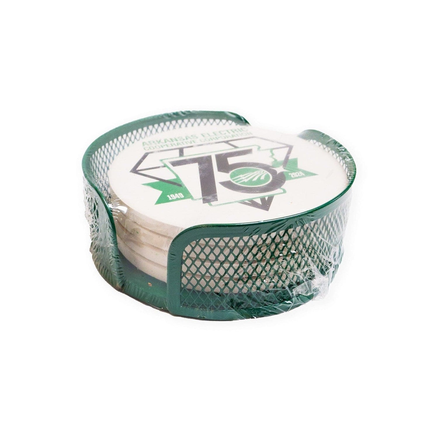 CoasterStone Accessories One Size / Green CoasterStone - Mesh Holder Gift Set w/4 Round Coasters
