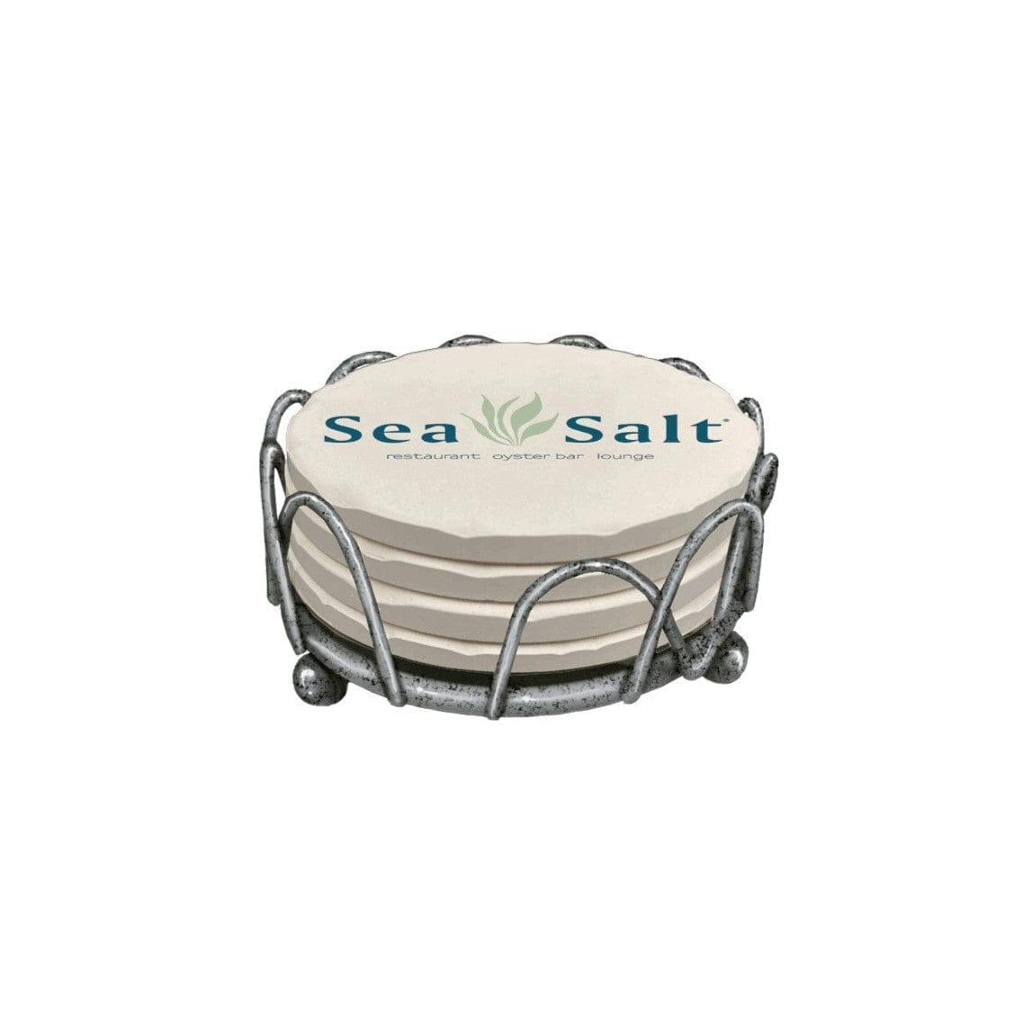 CoasterStone Accessories One Size / Grey Metallic CoasterStone - Loop Holder Gift Set w/4 Tumbled Round Coasters