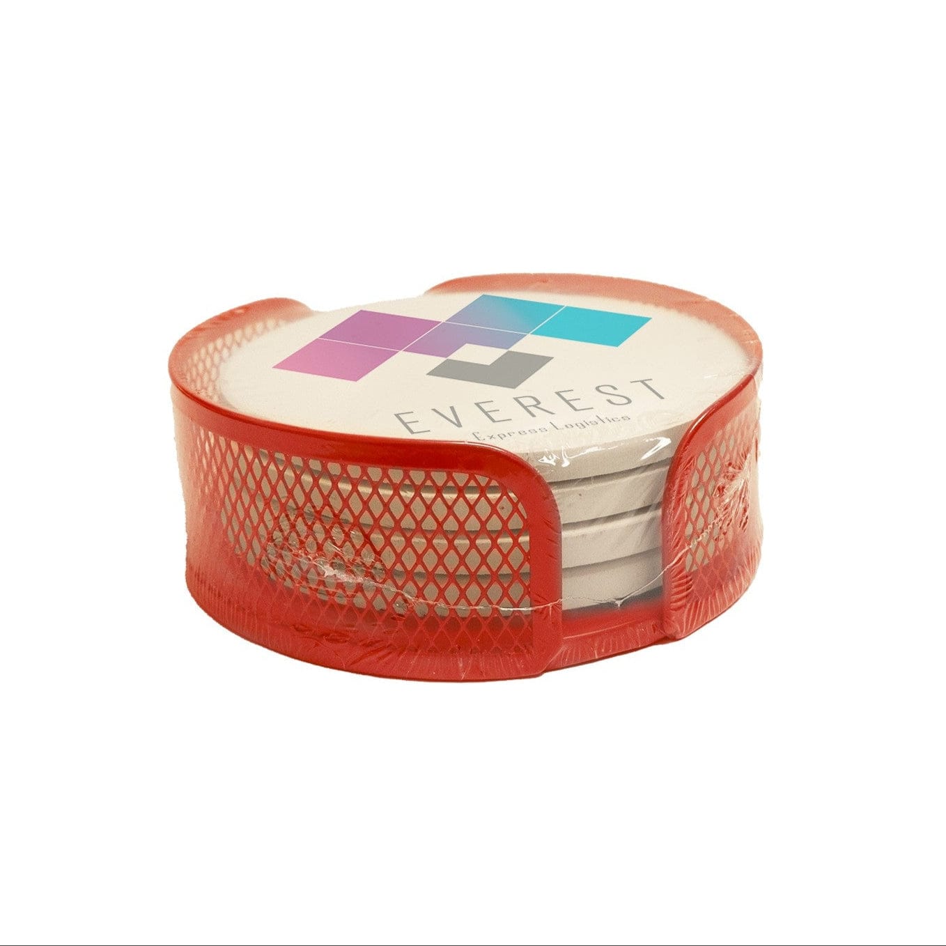 CoasterStone Accessories One Size / Red CoasterStone - Mesh Holder Gift Set w/4 Round Coasters