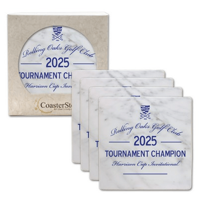 CoasterStone Home & Office One Size / White/Beige Stone CoasterStone - 4 Pack Absorbent Stone Square Coaster