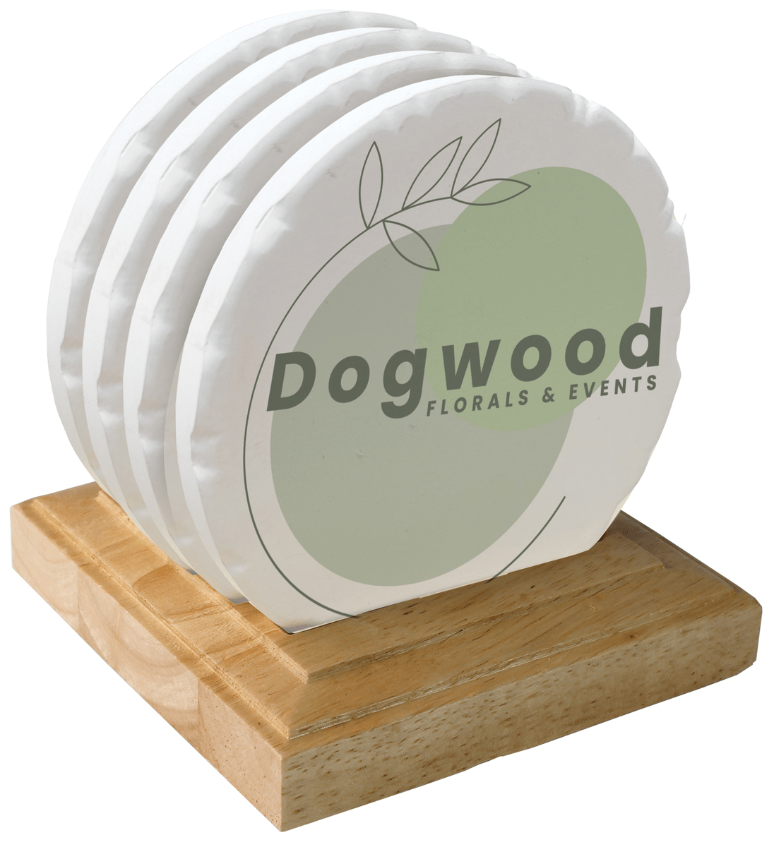 CoasterStone Home & Office One Size / White/Beige Stone CoasterStone - Wooden Stand Gift Set w/4 Tumbled Round Coasters