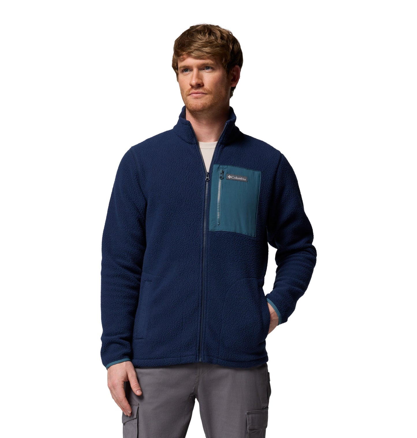 Columbia Fleece S / Collegiate Navy/Everblue Columbia - Men's Jasper Ridge™ Pebbled Full Zip Fleece