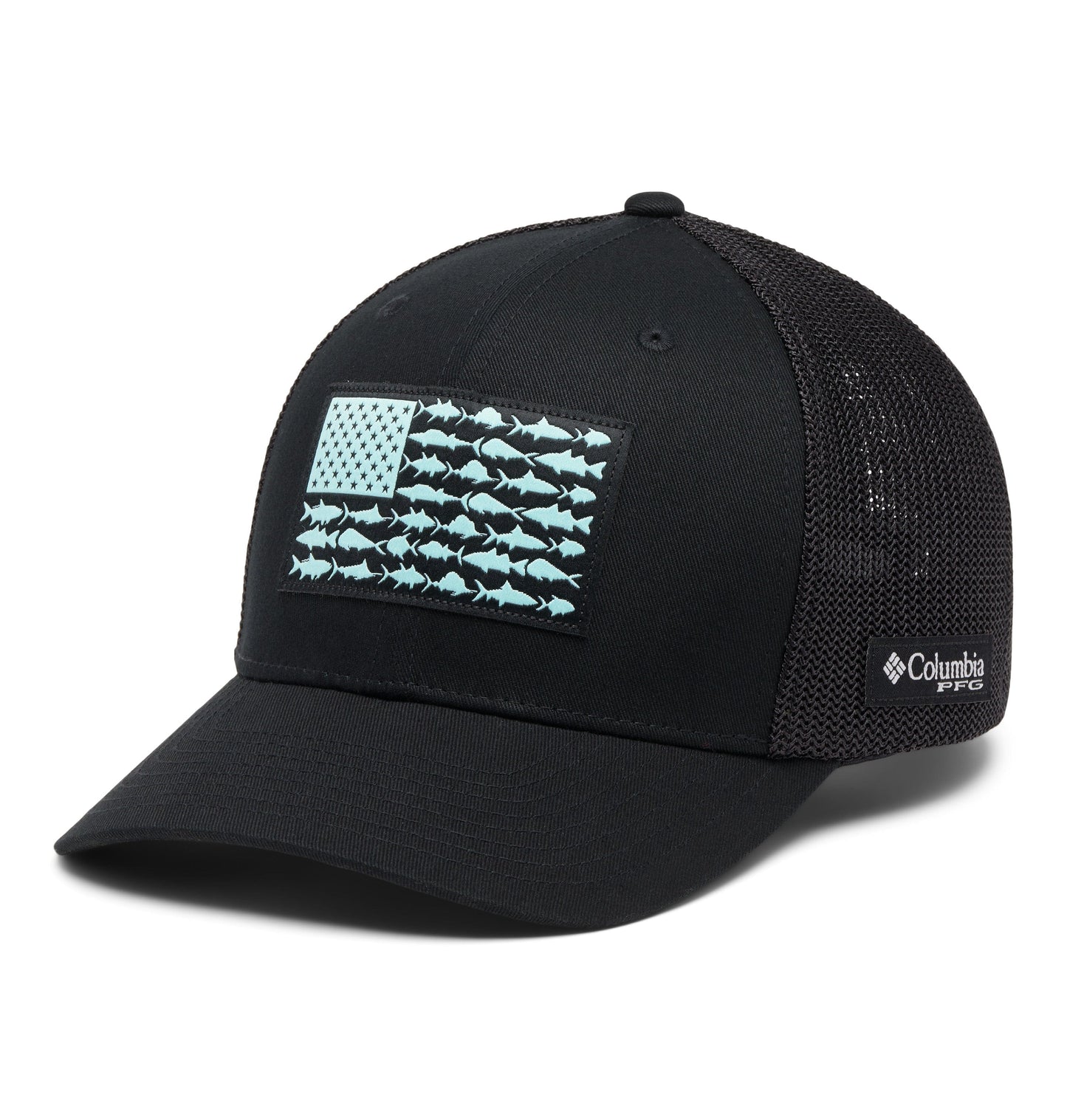 Columbia Headwear L/XL / Black/Black Columbia - PFG Mesh™ Fish Flag Ball Cap - High Crown