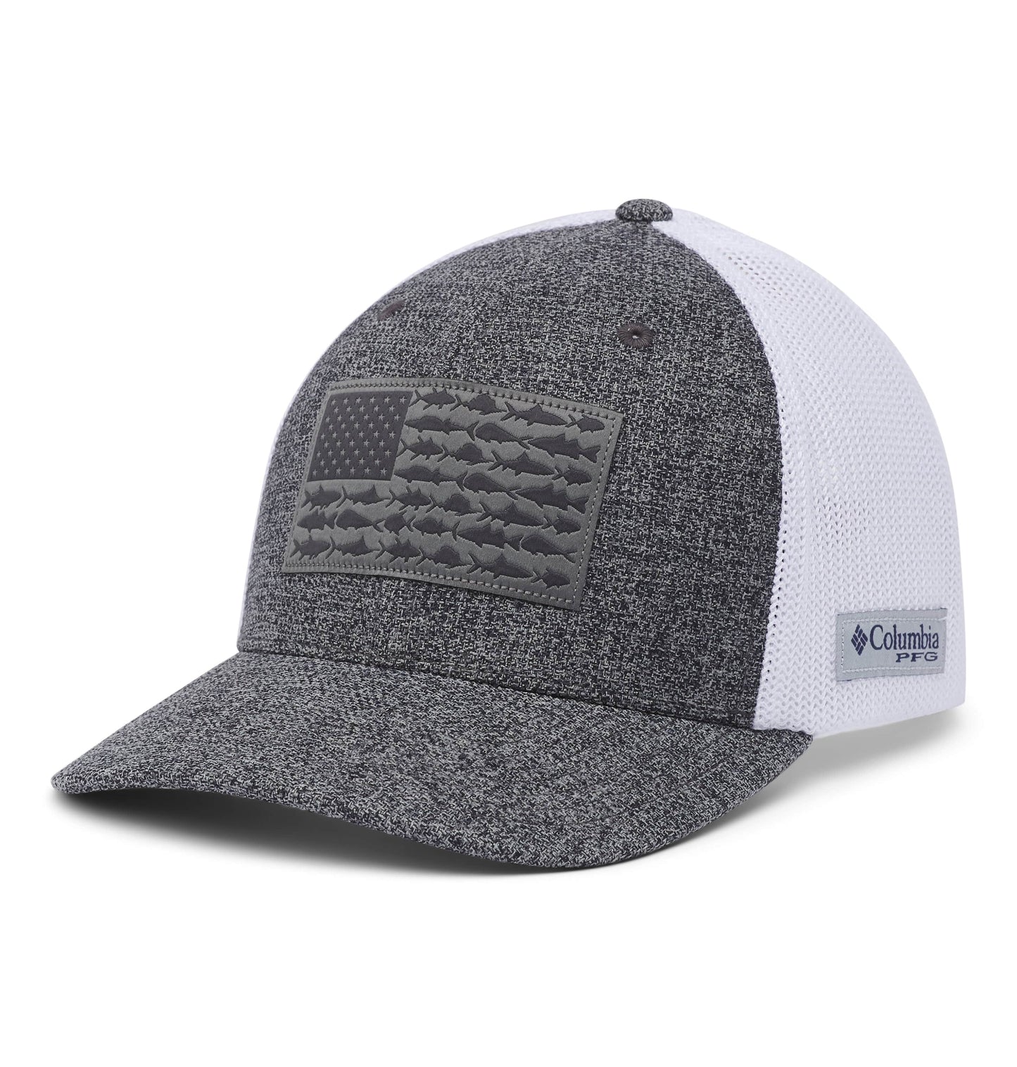 Columbia Headwear L/XL / Grill Heather/White/US Fish Flag Columbia - PFG Mesh™ Fish Flag Ball Cap - High Crown