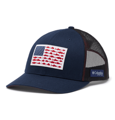 Columbia Headwear One Size / Collegiate Navy/Sunset Red Columbia - PFG Mesh™ Fish Flag Snap Back Cap