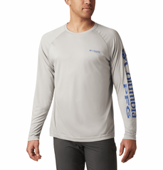 Columbia T-shirts XS / Cool Grey Heather/Vivid Blue Columbia - Men's PFG Terminal Tackle™ Heather Long Sleeve Shirt