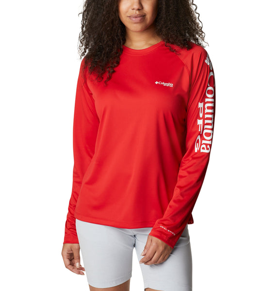 Columbia T-shirts XS / Red Spark/White Columbia - Women’s PFG Tidal Tee™ II Long Sleeve Shirt