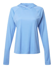 Columbia T-Shirts XS / White Cap Blue/White Columbia - Womens PFG Tidal Tee™ Hooded Long Sleeve (Sleeve Logo)