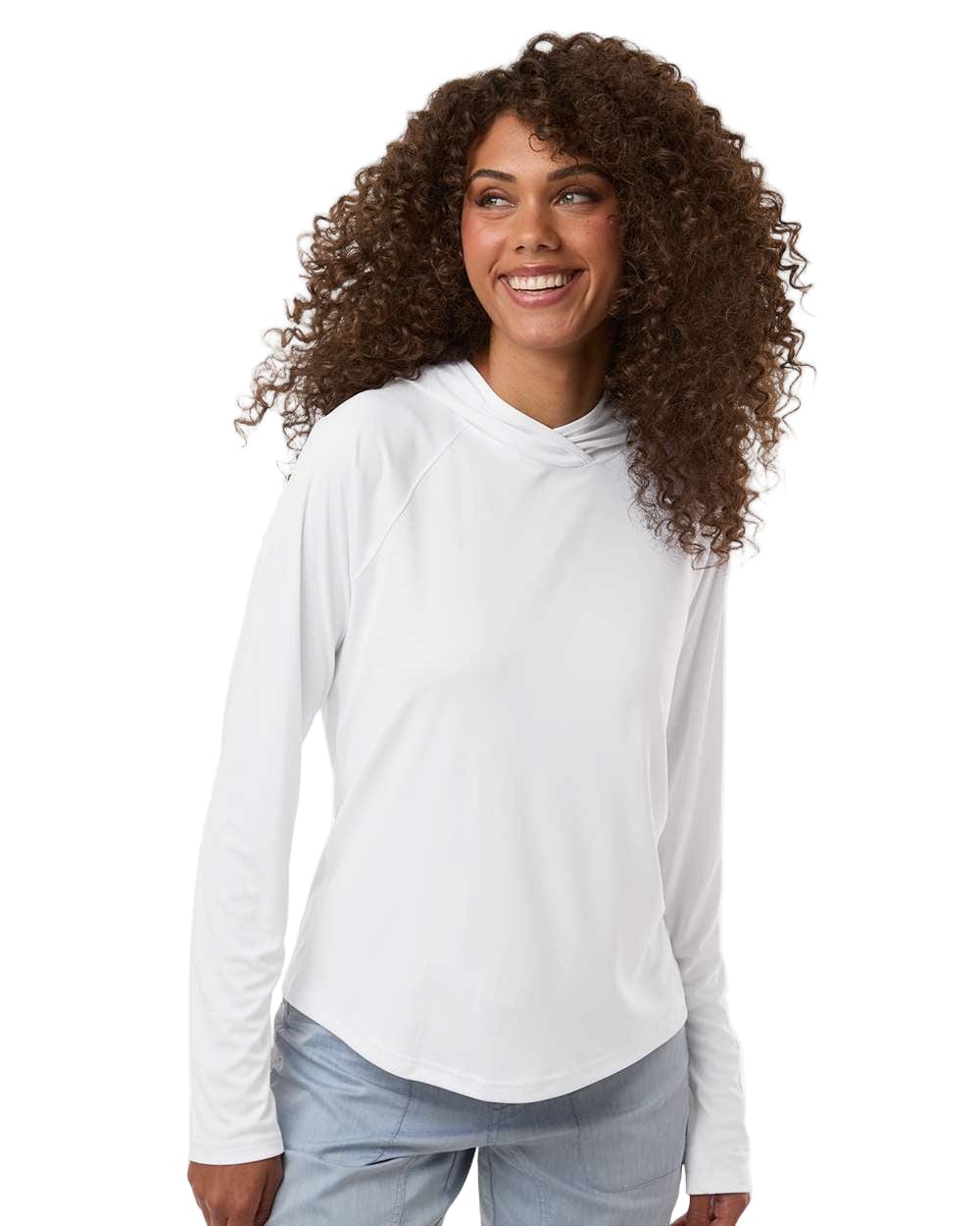 Columbia T-Shirts XS / White/Nightshade Columbia - Womens PFG Tidal Tee™ Hooded Long Sleeve (Sleeve Logo)