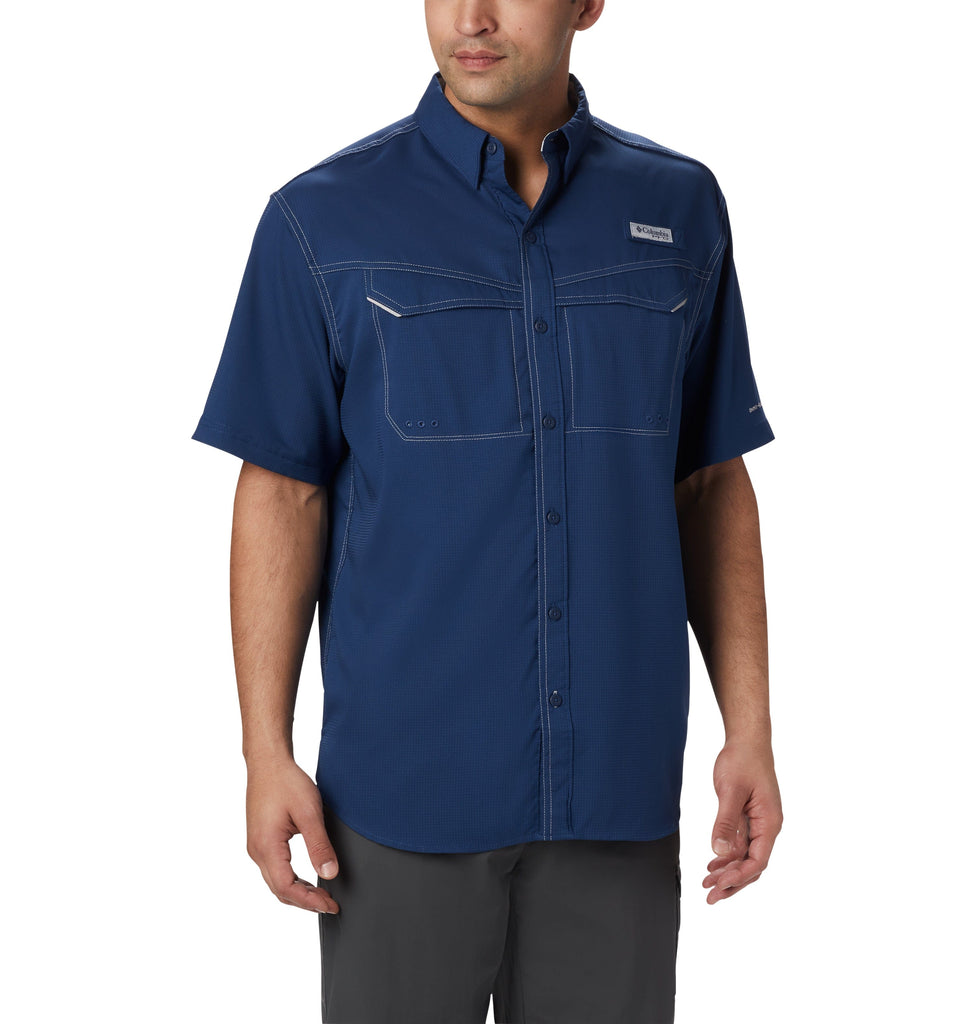 Columbia Fishing Shirt Mens XLT Extra Large Tall Vented Short Sleeve Blue  Navy