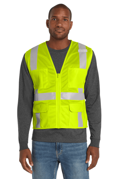 CornerStone Workwear Only CornerStone - Men's ANSI 107 Class 2 Mesh Six-Pocket Zippered Vest