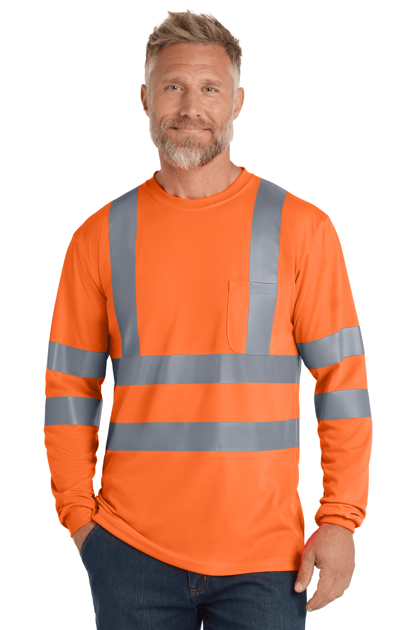 CornerStone Workwear Only CornerStone - Men's ANSI 107 Class 3 Long Sleeve Snag-Resistant Reflective T-Shirt