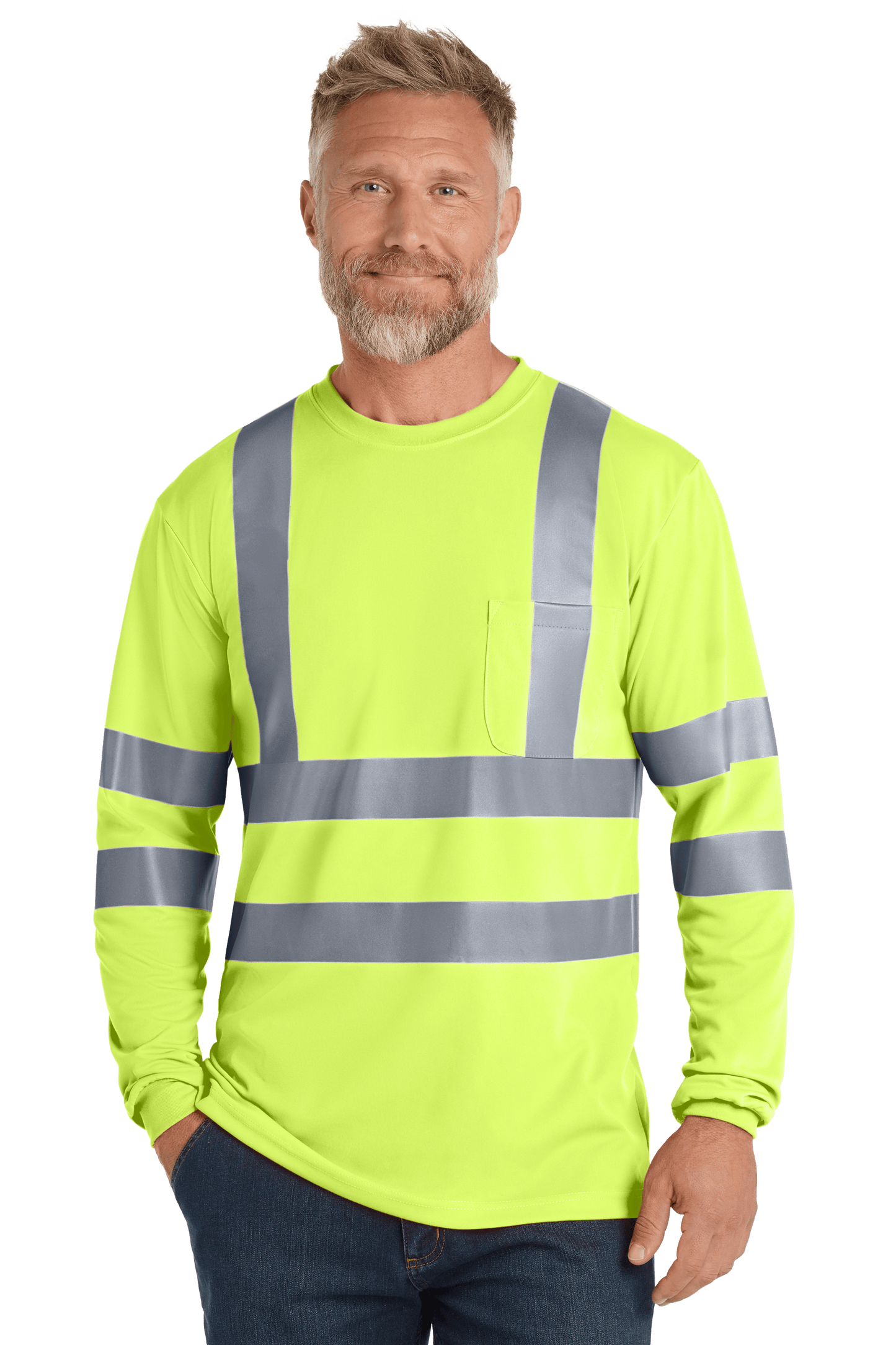 CornerStone Workwear Only CornerStone - Men's ANSI 107 Class 3 Long Sleeve Snag-Resistant Reflective T-Shirt