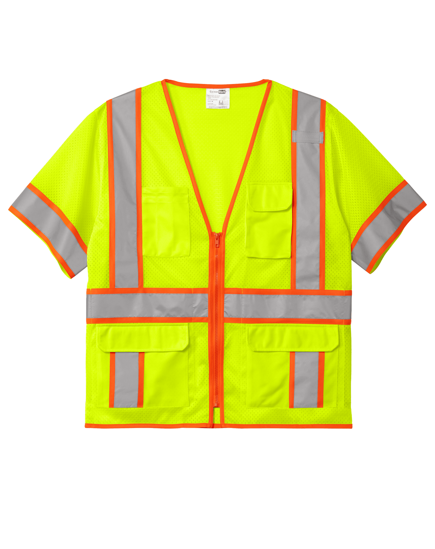CornerStone Workwear Only CornerStone - Men's ANSI 107 Class 3 Surveyor Mesh Zippered Two-Tone Short Sleeve Vest