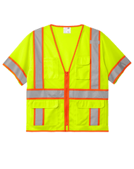 CornerStone Workwear Only CornerStone - Men's ANSI 107 Class 3 Surveyor Mesh Zippered Two-Tone Short Sleeve Vest