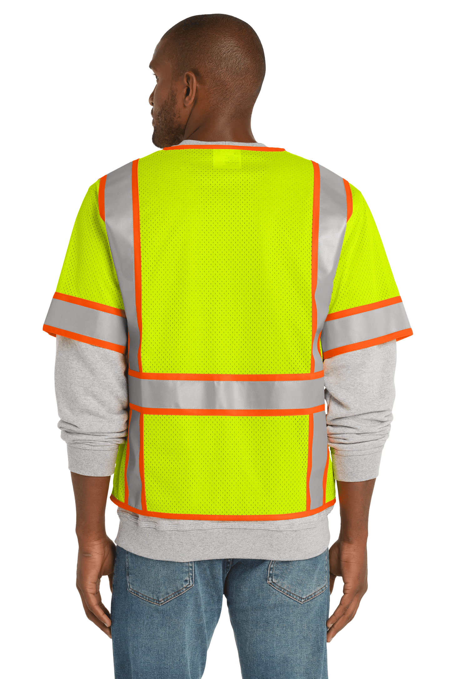 CornerStone Workwear Only CornerStone - Men's ANSI 107 Class 3 Surveyor Mesh Zippered Two-Tone Short Sleeve Vest