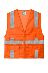 CornerStone Workwear Only S/M / Safety Orange CornerStone - Men's ANSI 107 Class 2 Mesh Six-Pocket Zippered Vest