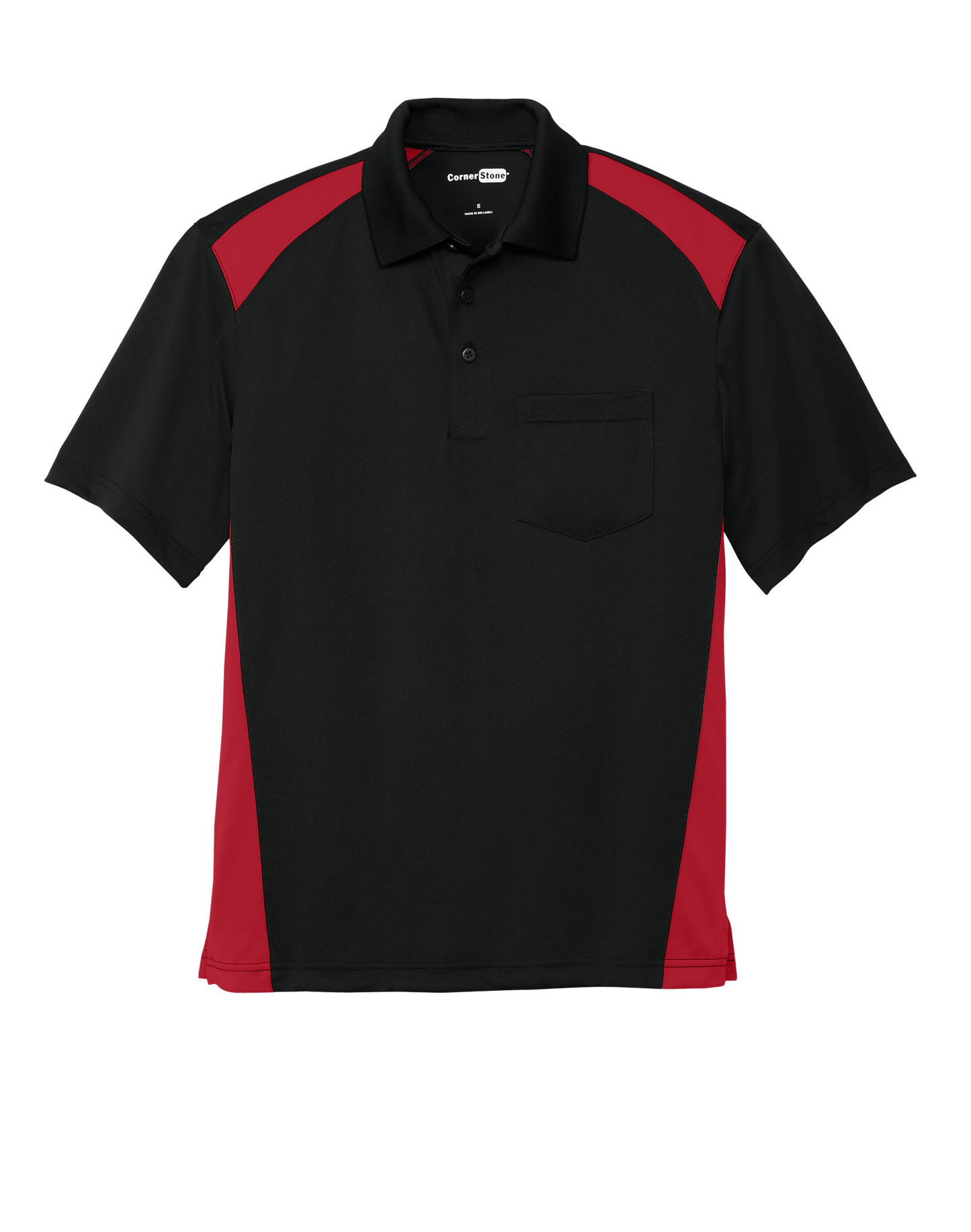 CornerStone Workwear Only XS / Black/Red CornerStone - Men's Select Snag-Proof Two Way Colorblock Pocket Polo