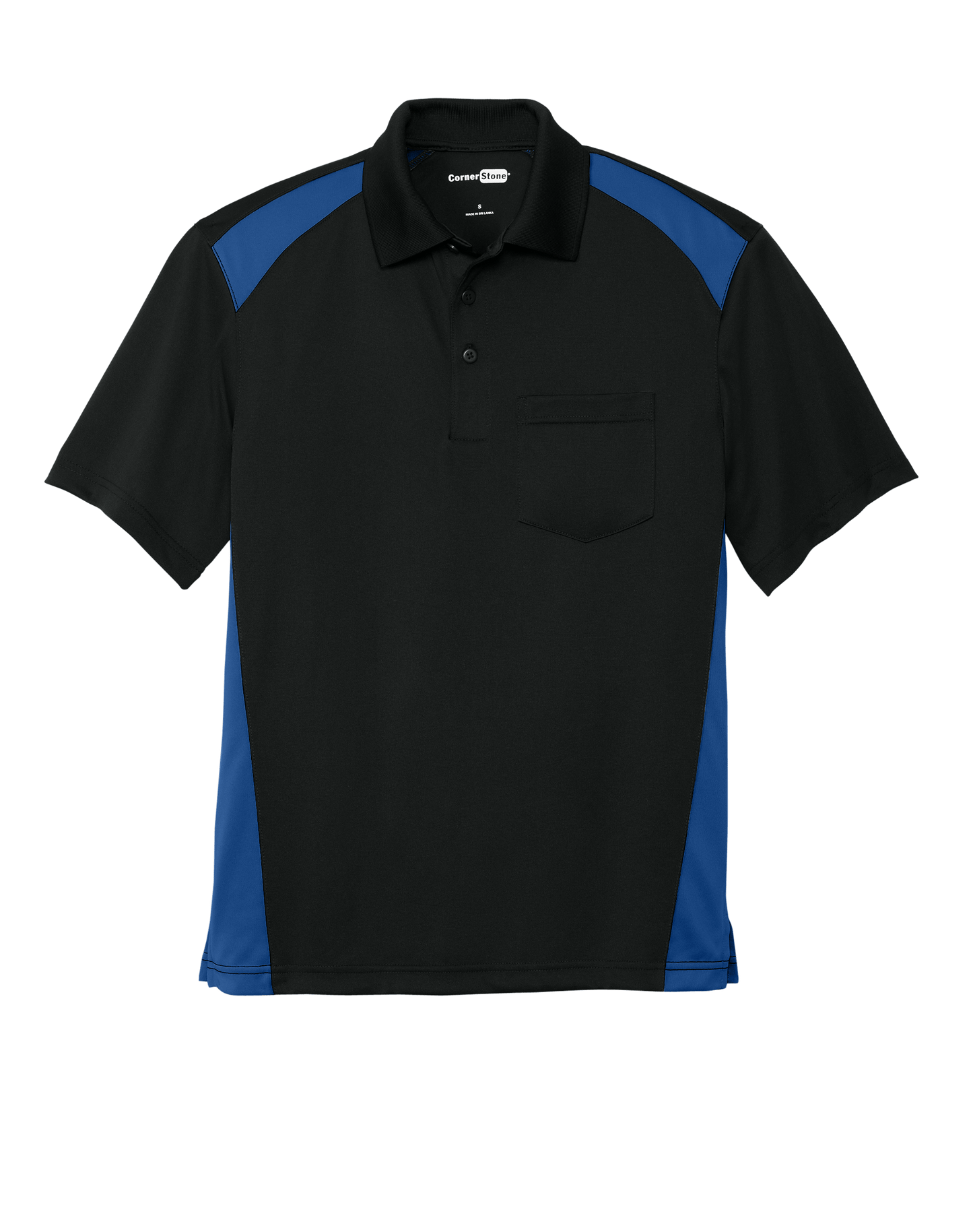 CornerStone Workwear Only XS / Black/Royal CornerStone - Men's Select Snag-Proof Two Way Colorblock Pocket Polo