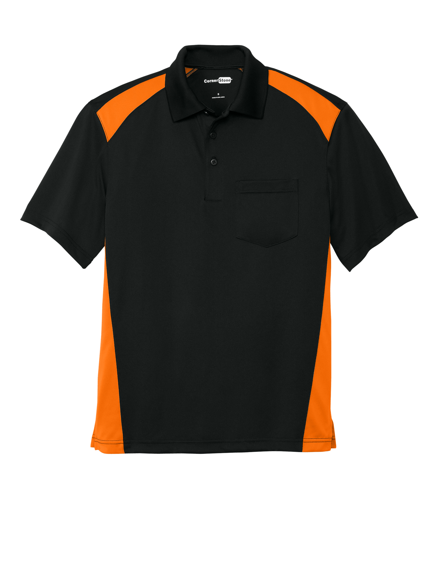 CornerStone Workwear Only XS / Black/Shock Orange CornerStone - Men's Select Snag-Proof Two Way Colorblock Pocket Polo