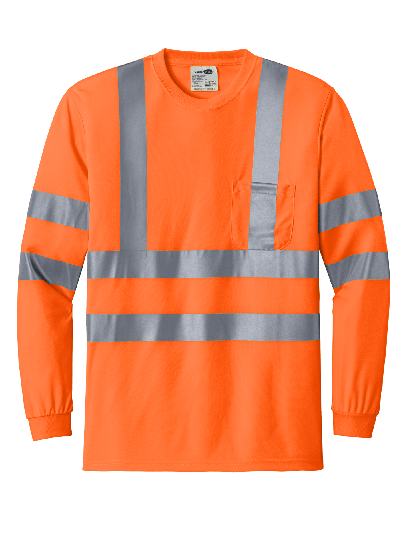CornerStone Workwear Only XS / Safety Orange CornerStone - Men's ANSI 107 Class 3 Long Sleeve Snag-Resistant Reflective T-Shirt