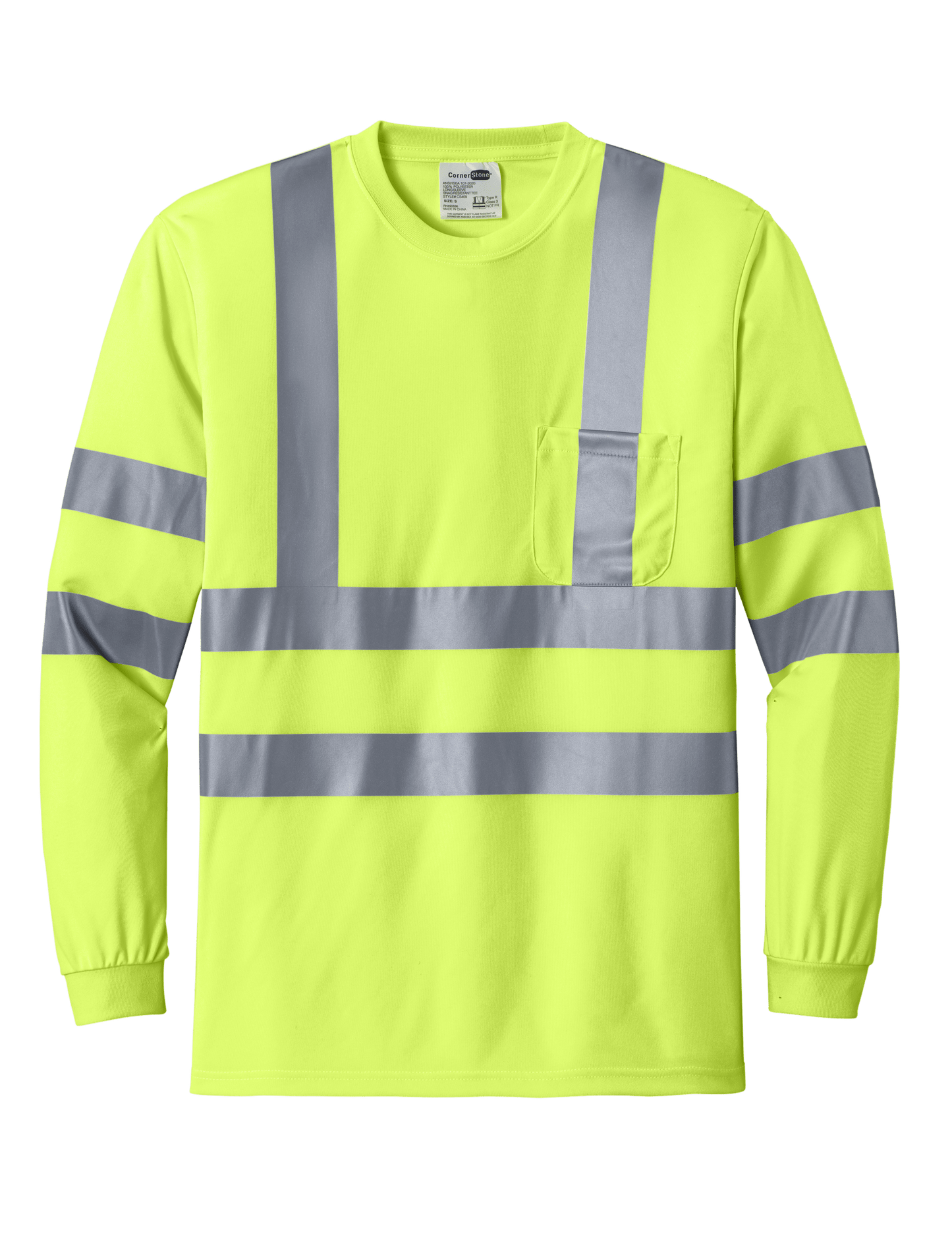 CornerStone Workwear Only XS / Safety Yellow CornerStone - Men's ANSI 107 Class 3 Long Sleeve Snag-Resistant Reflective T-Shirt