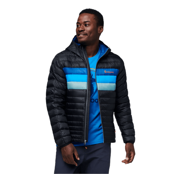 Cotopaxi Outerwear XS / Black & Pacific Stripes Cotopaxi - Men's Fuego Down Hooded Jacket