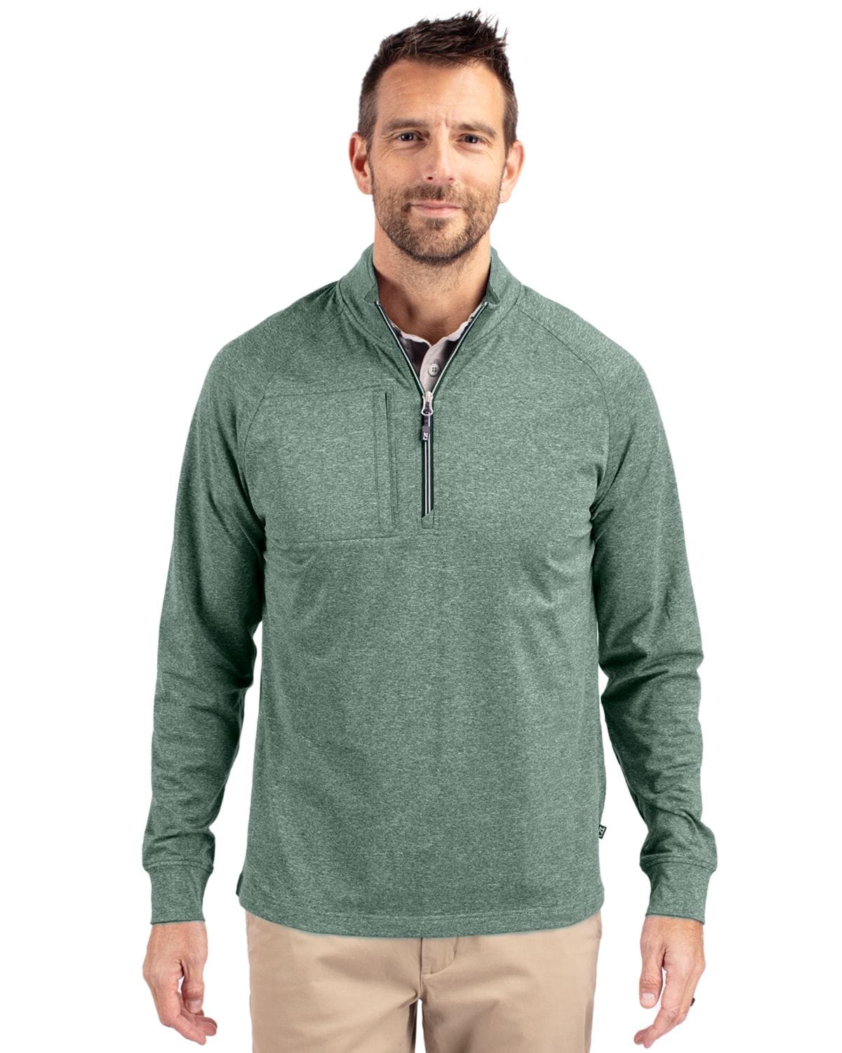 Cutter & Buck Layering Cutter & Buck - Men's Adapt Eco Knit Heather Quarter-Zip Pullover