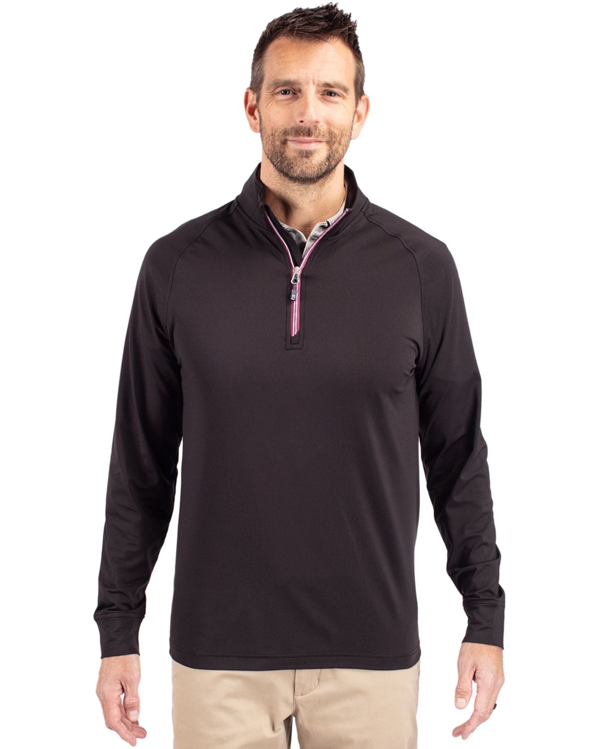 Cutter & Buck Layering Cutter & Buck - Men's Adapt Eco Knit Quarter Zip Pullover w/ Contrast Zipper