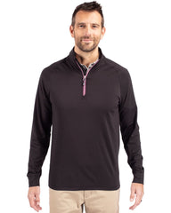 Cutter & Buck Layering Cutter & Buck - Men's Adapt Eco Knit Quarter Zip Pullover w/ Contrast Zipper