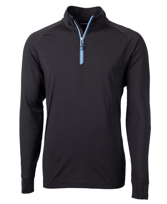 Cutter & Buck Layering S / Black/Atlas Cutter & Buck - Men's Adapt Eco Knit Quarter Zip Pullover w/ Contrast Zipper