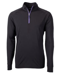 Cutter & Buck Layering S / Black/College Purple Cutter & Buck - Men's Adapt Eco Knit Quarter Zip Pullover w/ Contrast Zipper