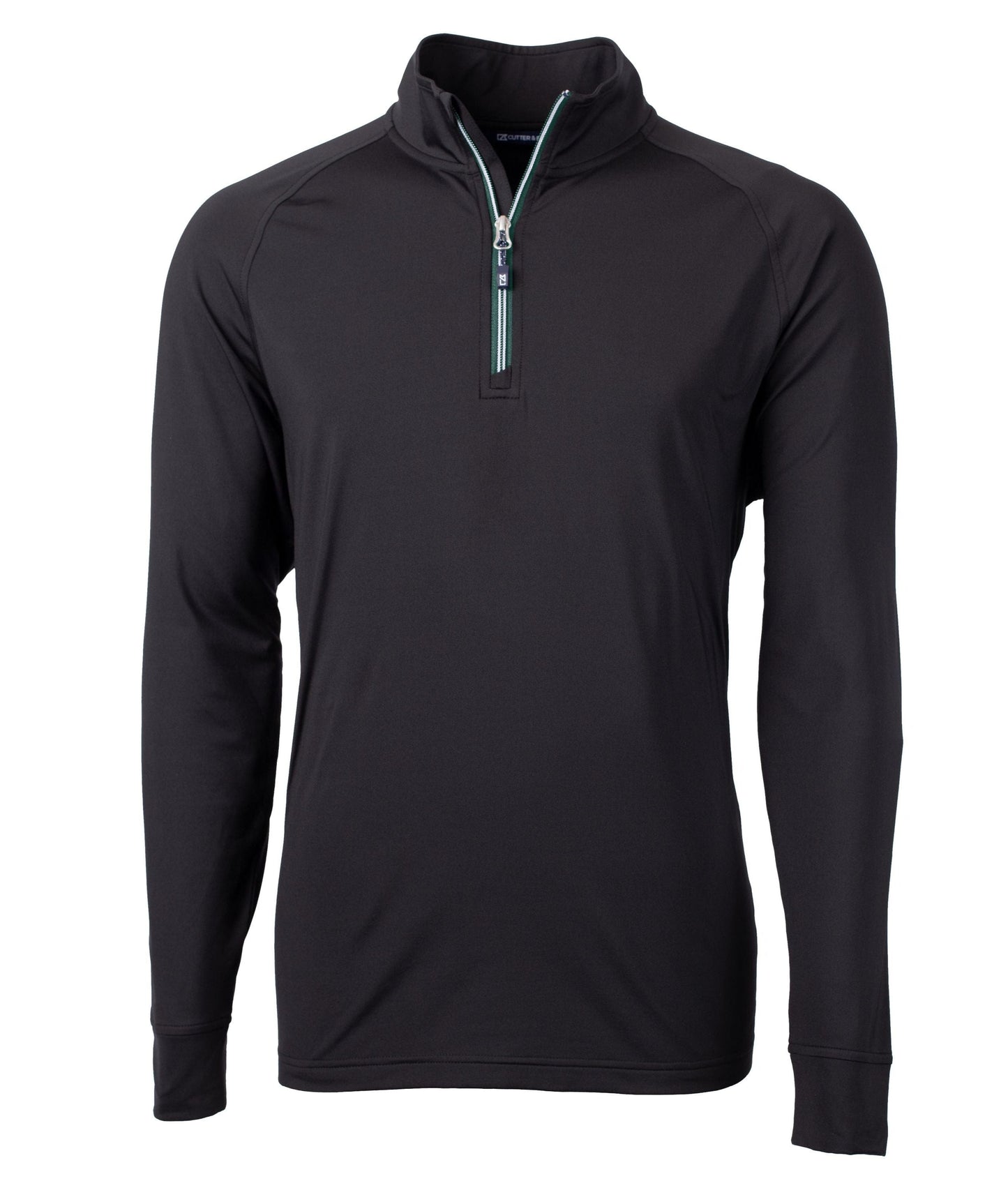 Cutter & Buck Layering S / Black/Hunter Cutter & Buck - Men's Adapt Eco Knit Quarter Zip Pullover w/ Contrast Zipper