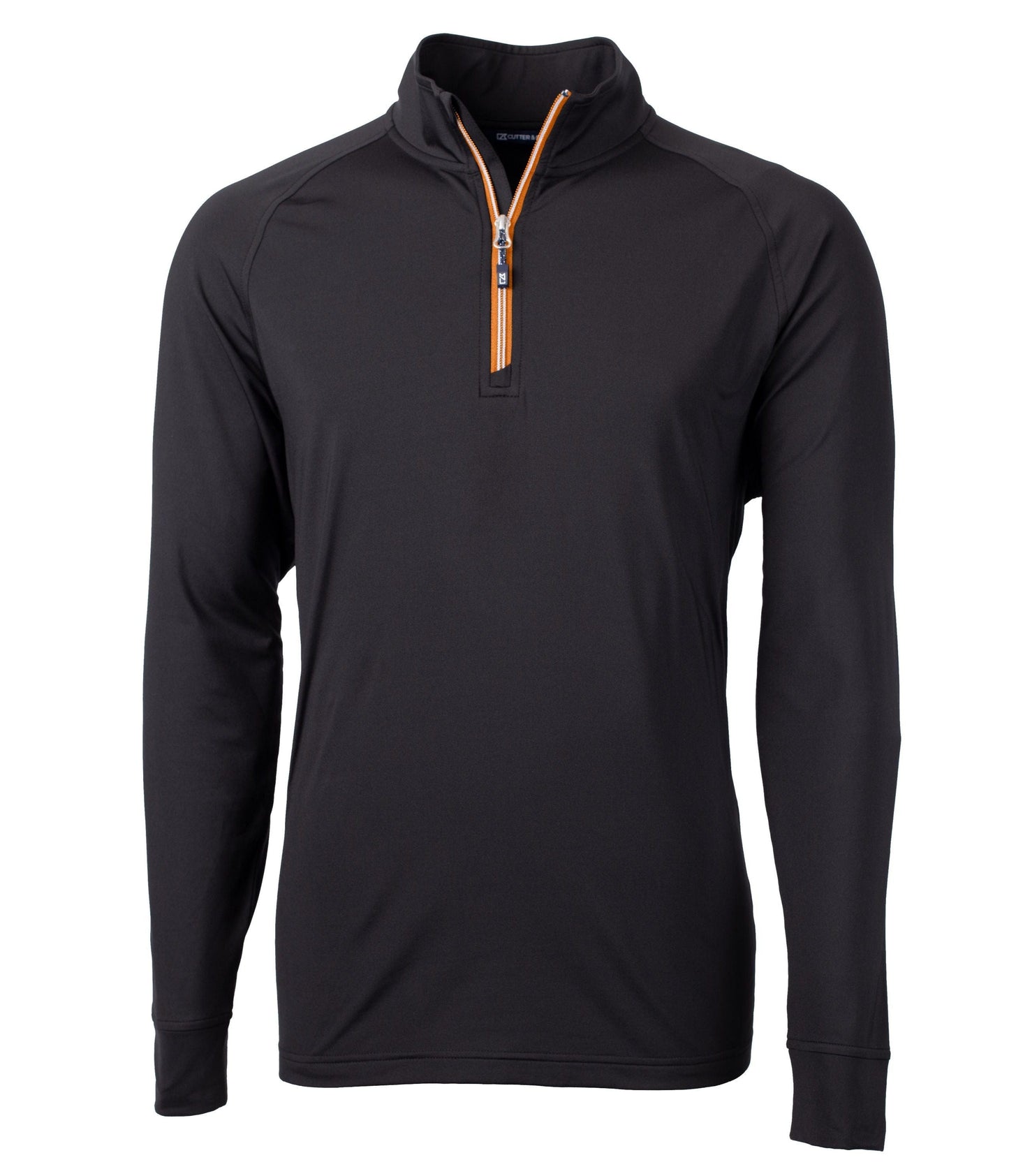 Cutter & Buck Layering S / Black/Orange Cutter & Buck - Men's Adapt Eco Knit Quarter Zip Pullover w/ Contrast Zipper