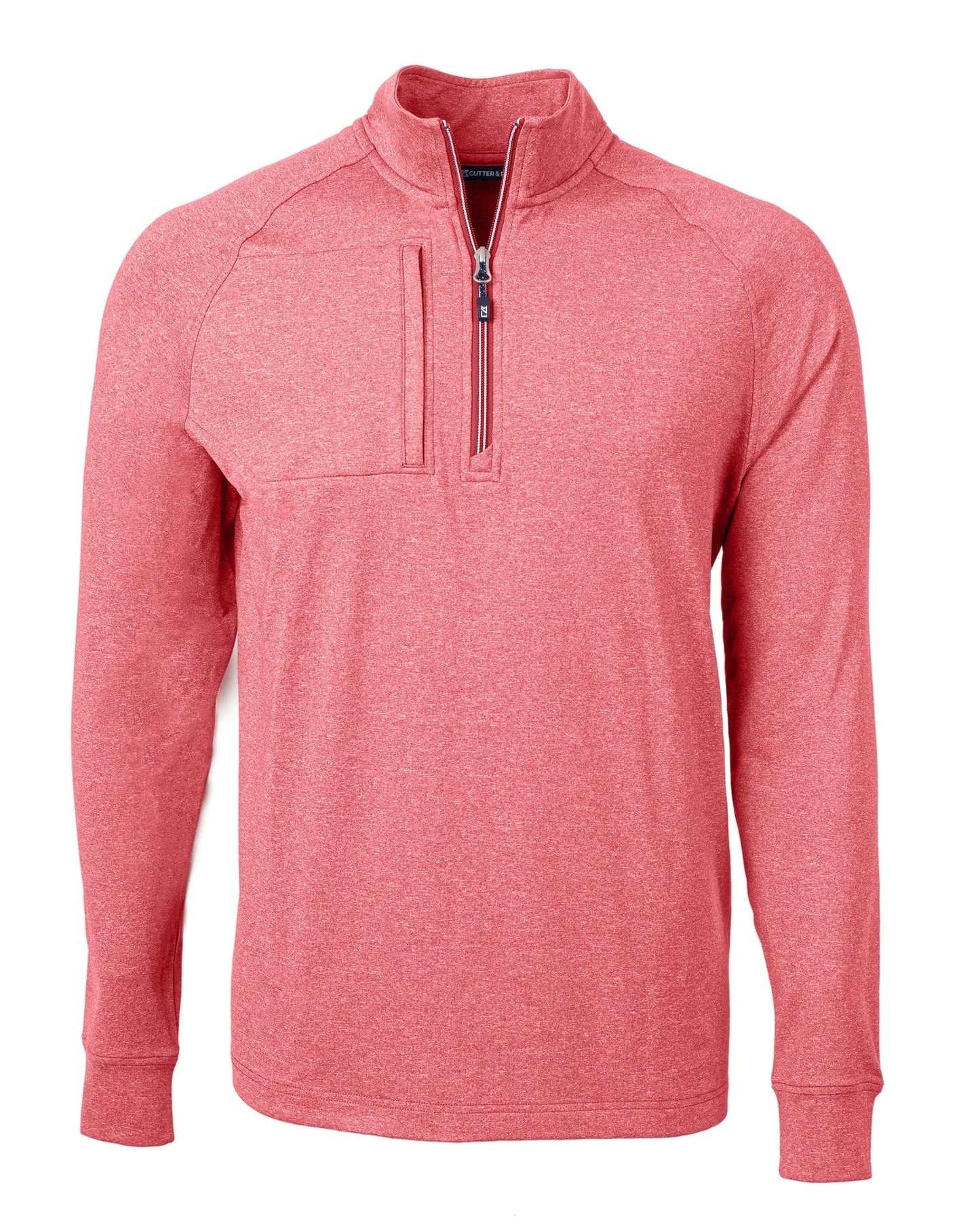 Cutter & Buck Layering S / Cardinal Red Heather Cutter & Buck - Men's Adapt Eco Knit Heather Quarter-Zip Pullover