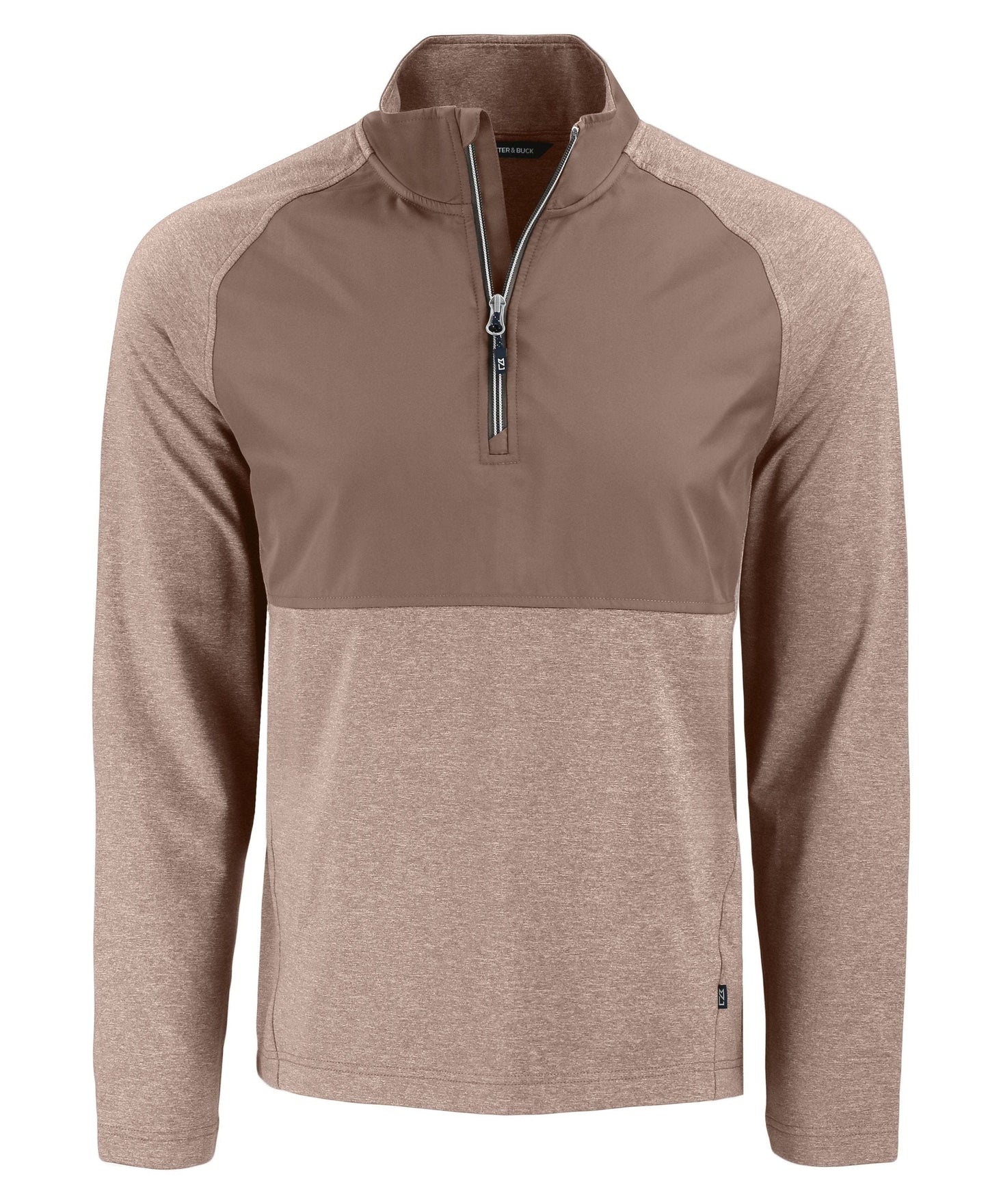 Cutter & Buck Layering S / Mushroom Heather Cutter & Buck - Men's Adapt Eco Knit Hybrid Quarter-Zip Pullover