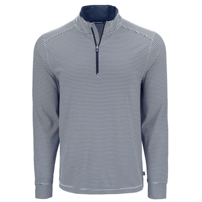 Cutter & Buck Layering S / Navy Blue/White Cutter & Buck - Men's Forge Recycled Stretch Double Stripe 1/4-Zip Pullover