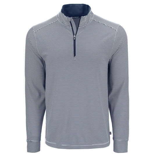 Cutter & Buck Layering S / Navy Blue/White Cutter & Buck - Men's Forge Recycled Stretch Double Stripe 1/4-Zip Pullover
