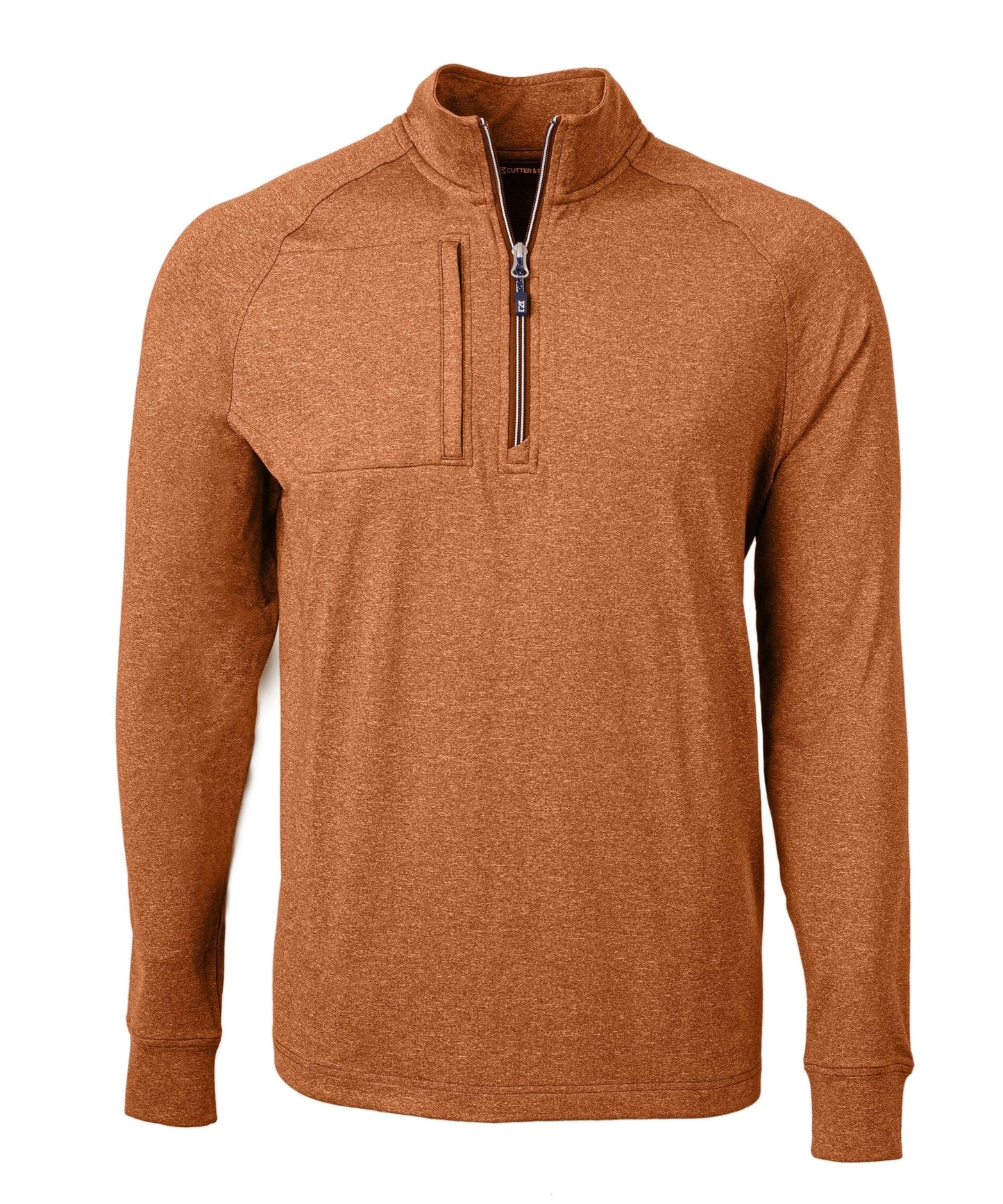 Cutter & Buck Layering S / Texas Orange Heather Cutter & Buck - Men's Adapt Eco Knit Heather Quarter-Zip Pullover