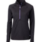 Cutter & Buck Layering XS / Black/College Purple Cutter & Buck - Women's Adapt Eco Knit Half Zip Pullover w/ Contrast Zipper