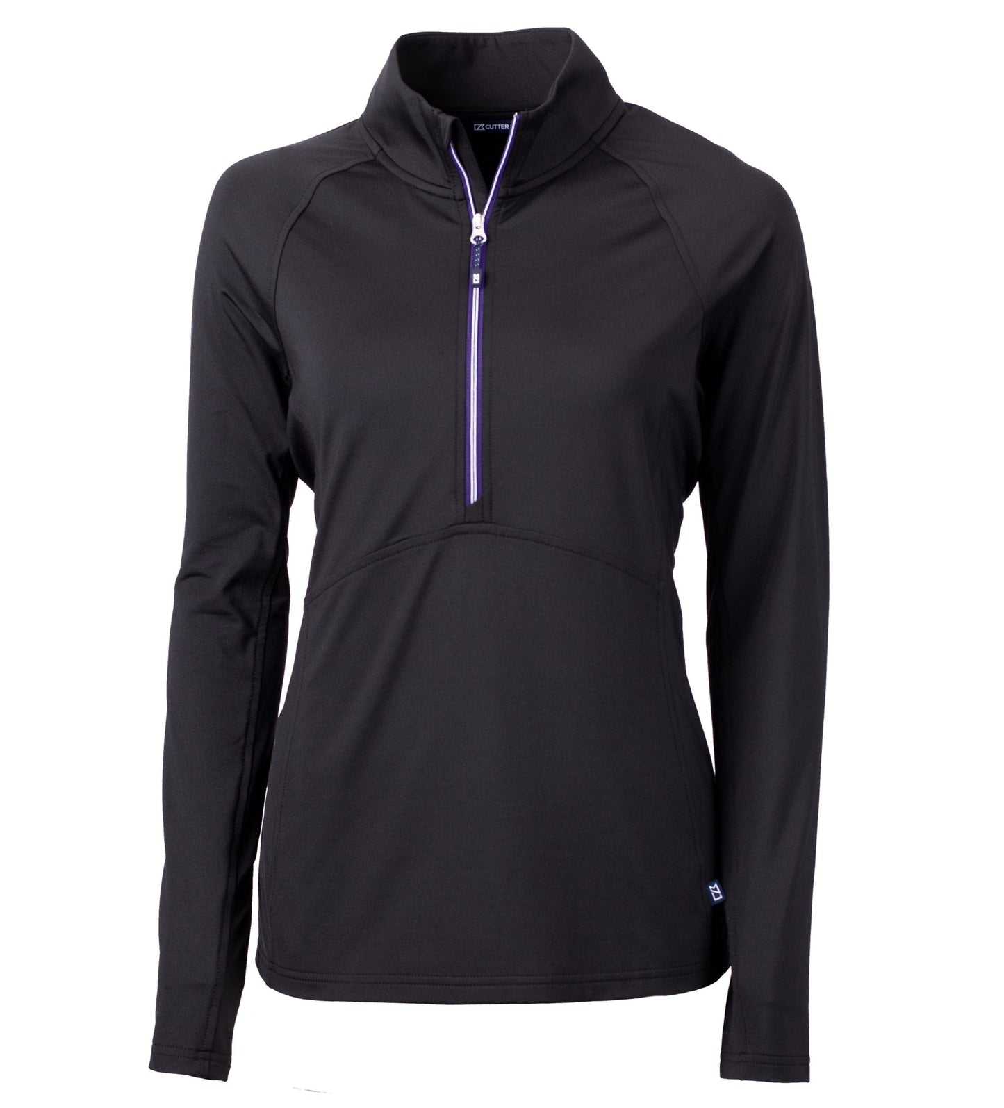 Cutter & Buck Layering XS / Black/College Purple Cutter & Buck - Women's Adapt Eco Knit Half Zip Pullover w/ Contrast Zipper