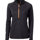 Cutter & Buck Layering XS / Black/Orange Cutter & Buck - Women's Adapt Eco Knit Half Zip Pullover w/ Contrast Zipper