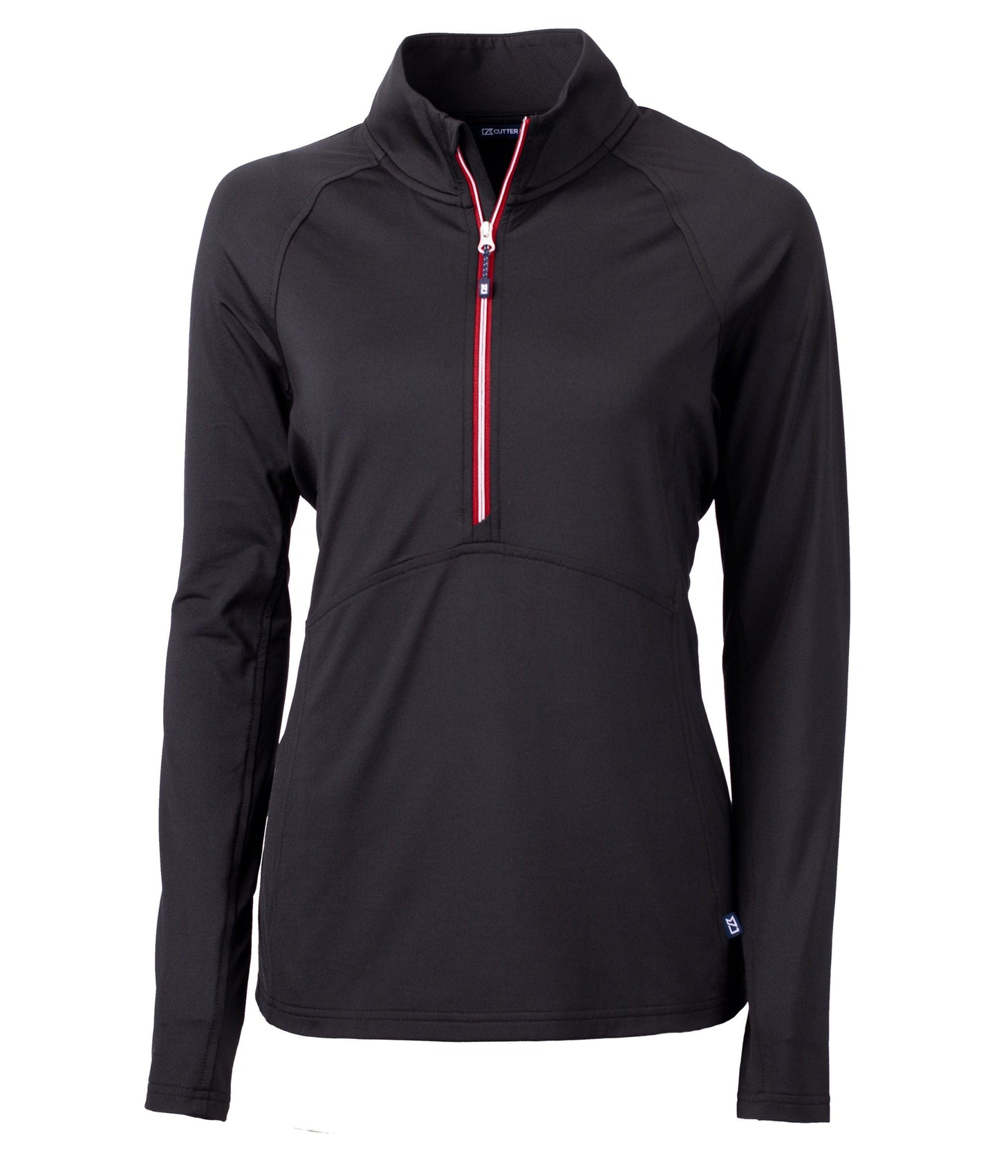 Cutter & Buck Layering XS / Black/Red Cutter & Buck - Women's Adapt Eco Knit Half Zip Pullover w/ Contrast Zipper